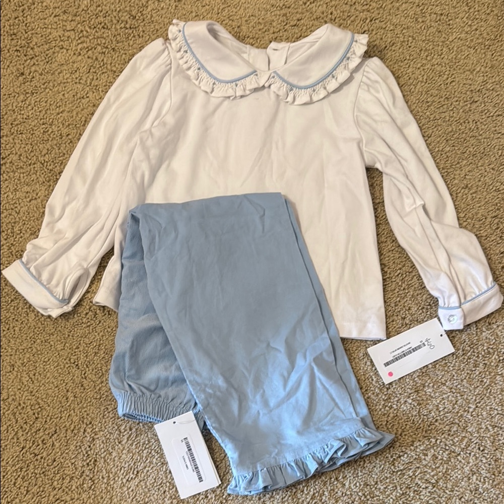 Zuccini Kids White and Light Blue Ruffle Collar Set